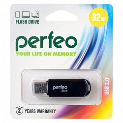 Флеш накопитель 32GB Perfeo С03, USB 2.0 черный арт 02517