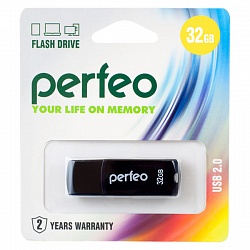 Флеш накопитель 32GB Perfeo С09, USB 2.0 черный арт 02452