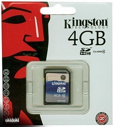 Флеш карта SD 4Gb Kingston Class4  