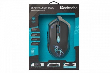 Мышь Defender проводная игровая Sky Dragon GM-090L WO оптика,6кнопок,800-3200dpi 52090