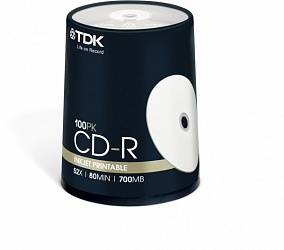 Диск CD-R TDK 700 MB   52-х, Cake Box ( 100), (100/200)