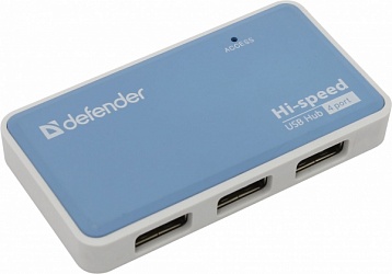 Разветвитель Defender USB2.0 - 4 порта, + блок питания DC 5В...2А, + кабель USB 2.0 A(M 83503