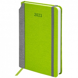 Ежедневник датированный 2023 А5 138x213 мм BRAUBERG "Mosaic", под кожу, зеленый