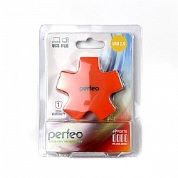 Хаб  USB  4 порта Perfeo PF-HYD-6098H оранжевый арт 02190