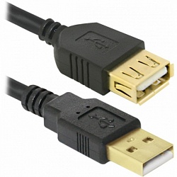 Кабель USB 2,0 AM/AF , черный длина 3 м