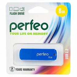 Флеш накопитель 8GB Perfeo С05, USB 2.0 синий арт 02446