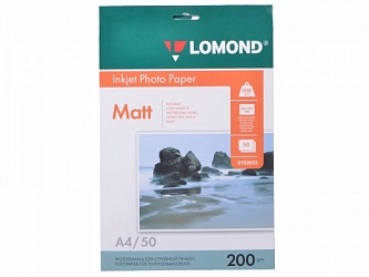 Фотобумага Lomond двухсторонняя матовая, 200г/м2, А4 (21*29,7) 50л. для струйной печати