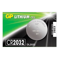 Батарейка CR2032, GP BC5 литиевая, плоская круглая, СR2032 BC5