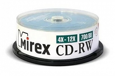 Диск CD-RW 700 Mb Mirex Cake Box 10 шт, 4-12-х