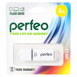 Флеш накопитель 16GB Perfeo С01, USB 2.0 белый арт 02427