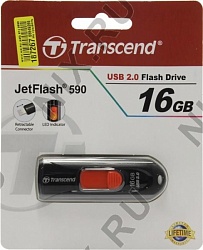 Флеш накопитель 16Gb Transcend JetFlash 590K, USB 2.0, Красный/Чёрный