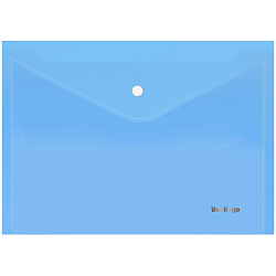 Папка-конверт на кнопке Berlingo "Starlight", А4, 180мкм, прозрачная голубая AKk_04110