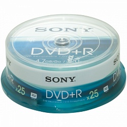 Диск DVD-R Sony 4.7Gb, Cake Box (25), (25/200)
