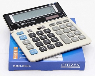 Калькулятор Citizen SDС-868L (двойное питание, 12 разр.,белый) 152*154*29