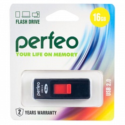 Флеш накопитель 16GB Perfeo S03, USB 2.0 черный арт 02402