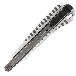 Нож универсальный 9 мм BRAUBERG "Metallic", металлический корпус (рифленый), автофиксатор