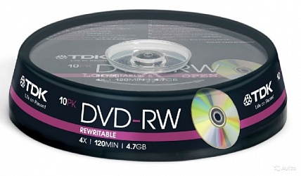 Диск DVD+RW TDK 4,7GB REWRITABLE, 4-x 120 min 10 PK