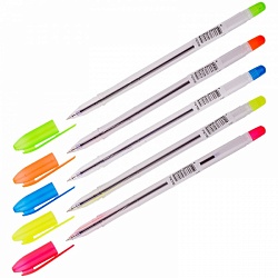 Ручка шариковая Стамм "VeGa Neon" синяя, 0,7 мм, прозрачный корпус РШ100