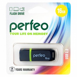 Флеш накопитель 16GB Perfeo С11, USB 2.0 белый, черный
