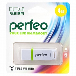 Флеш накопитель 4GB Perfeo С11, USB 2.0 белый 