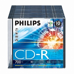 Диск CD-R Philips 700Mb, 52х,Sim Case  (10, (10/200)