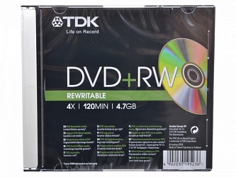 Диск DVD+RW TDK 4,7GB REWRITABLE, 4-x 120 min