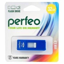 Флеш накопитель 32GB Perfeo S03, USB 2.0белый, синий черный