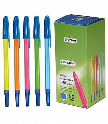 Ручка шариковая Стамм синяя, с колпачком, не прозрачный цв. корпус, РШ01, РШ049