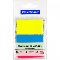 Флажки-закладки OfficeSpace, 45*12мм* 3цв.,+ 45*25мм* 1цв., по 20л., неоновые цвета