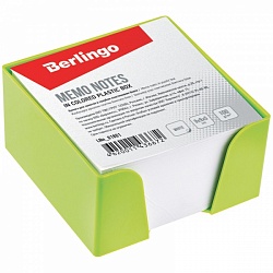 Блок бумаги для записей 9*9*5 см ,салатовый пластиковый бокс Белый, Berlingo LNn_01802