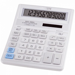 Калькулятор настольный Citizen SDC-888XWH, 12 разр., двойное питание, 158*203*31мм, белый SDC-888XWH