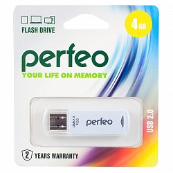 Флеш накопитель 4GB Perfeo С06, USB 2.0 белый 