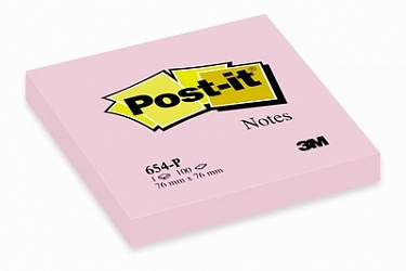 Бумага для заметок с клейким краем, 76*76 розовый 100листов. 654R-BP