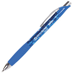 Ручка гелевая автоматическая BRAUBERG "Jet Gel", СИНЯЯ, печать, узел 0,6 мм, линия письма 0,4 мм