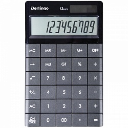 Калькулятор Berlingo настольный, 12 разрядов, двойное питание, 165*105*13 мм, антрацит
