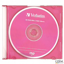 Диск DVD+RW Verbatim 4,7GB  4-x 120 min ассорти