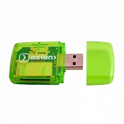 Картридер OXION для microSD, SDHC, M2, MS, OCR002GR, до 64 ГБ, пластик, цвет: зелёный арт 01453