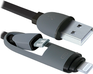Кабель Defender USB10-03BP черный, MicroUSB+Lightning,1м 87488