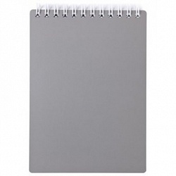 Блокнот А6 80л. на гребне Hatber "Metallic Серый", пластиковая обложка арт80Б6В1гр_03414